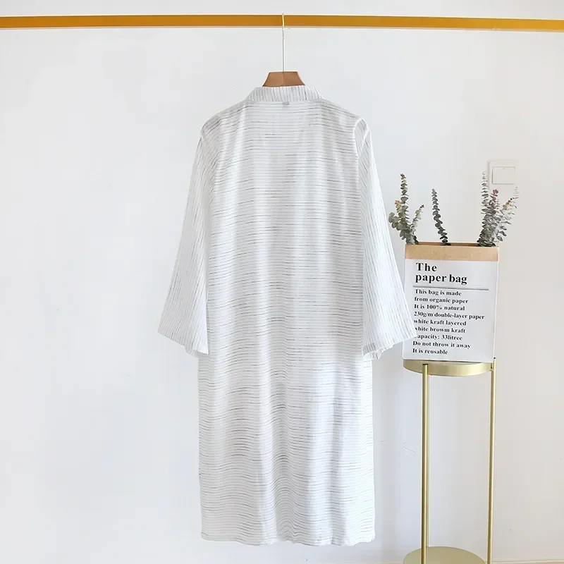 

Home Spring Summer And Robe Style Men's Cloth Man for Plus Size Long Bath Bathrobe Steaming Cotton Striped