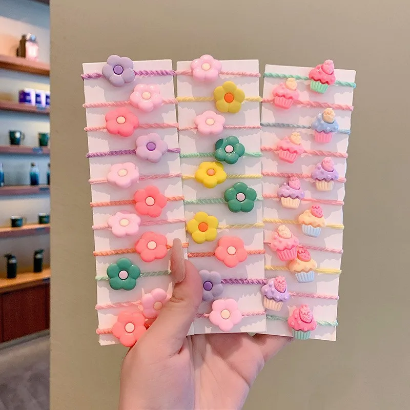 20/10 Pcs Cute Children's Cartoon Fruit Girl Hair Circles Cartoon Animal Rubber Band Hair Accessories Baby No Harm Hair Rope