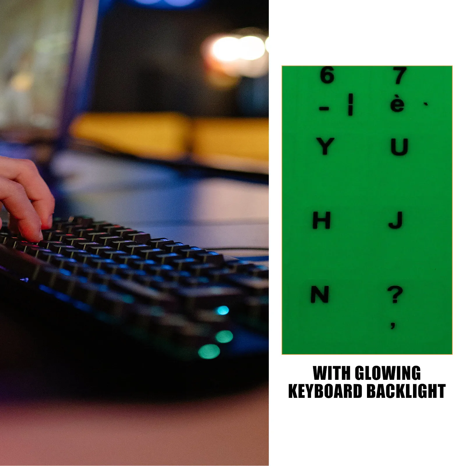 야광 키보드 스티커 어둠 속에서 빛나는 프랑스어 영어 키보드 문자 교체 스티커 PC 노트북 컴퓨터용
