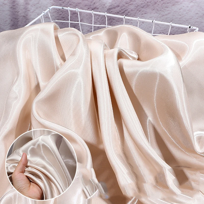 Ivory White Luxury Glossy Metallic Liquid Satin Fabric