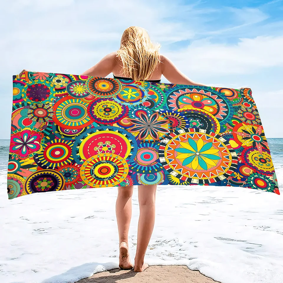 Boho Beach Towel 32x52 Inches | Microfiber Quick Dry Towel With Bohemian Pattern | Lightweight Sand Free Towel For Pool, Travel, Decor - View #3
