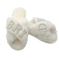 Plush Bridal Slippers - Romantic Wedding Gift & Photo Prop - 42 - 43 (260mm) (Bride)