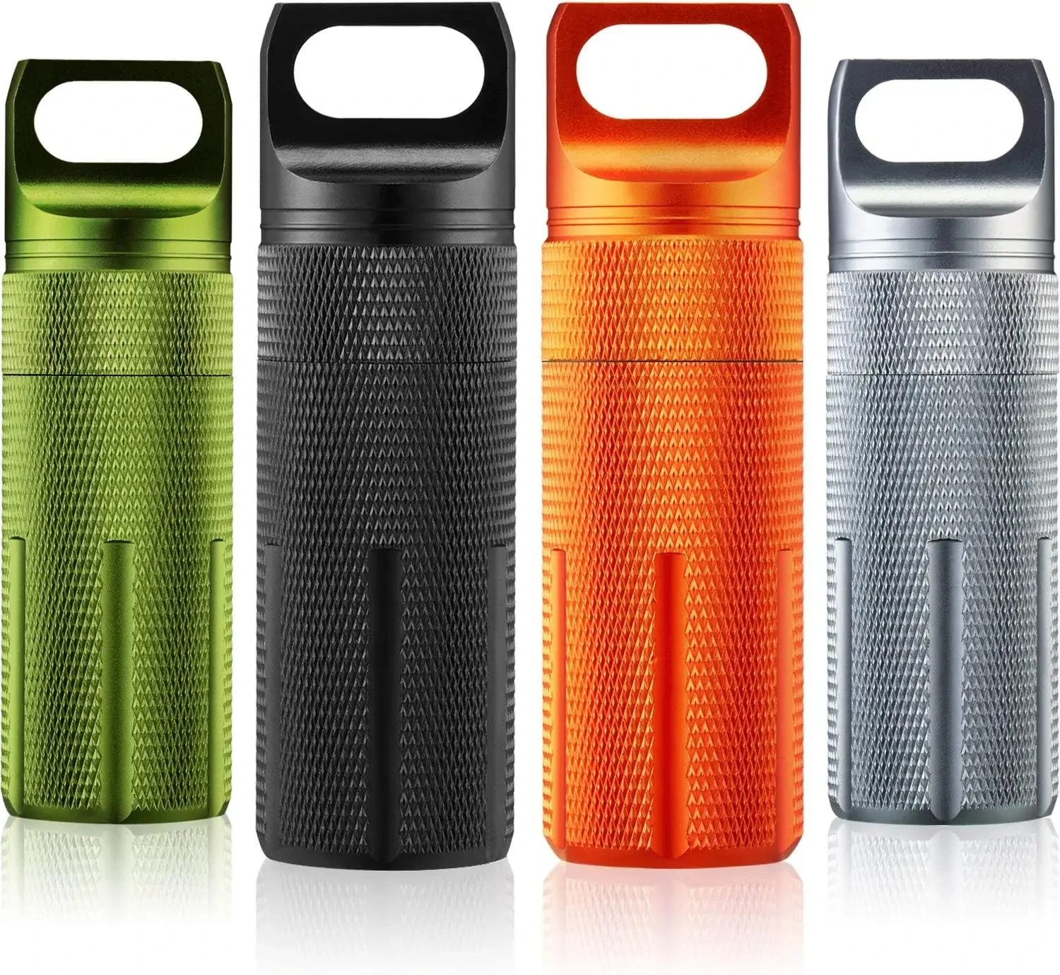 Wasserdichter, luftdichter Aluminium-Pillenbehälter mit Schlüsselanhänger, tragbare EDC-Kapsel-Pillenflasche für Reisen und Outdoor-Aufbewahrung