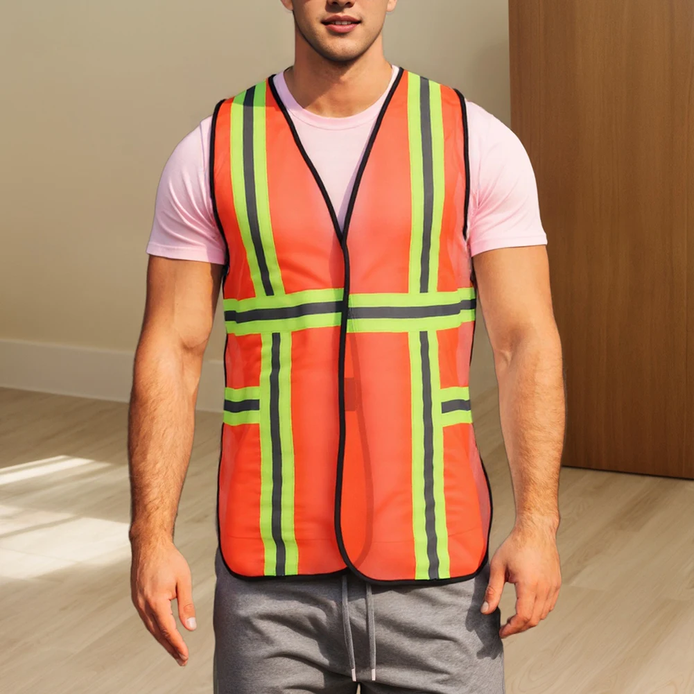 Industrial Safety Vest with Reflective Strips Outdoor Work Vest High Visibility Safety for Engineer Construction