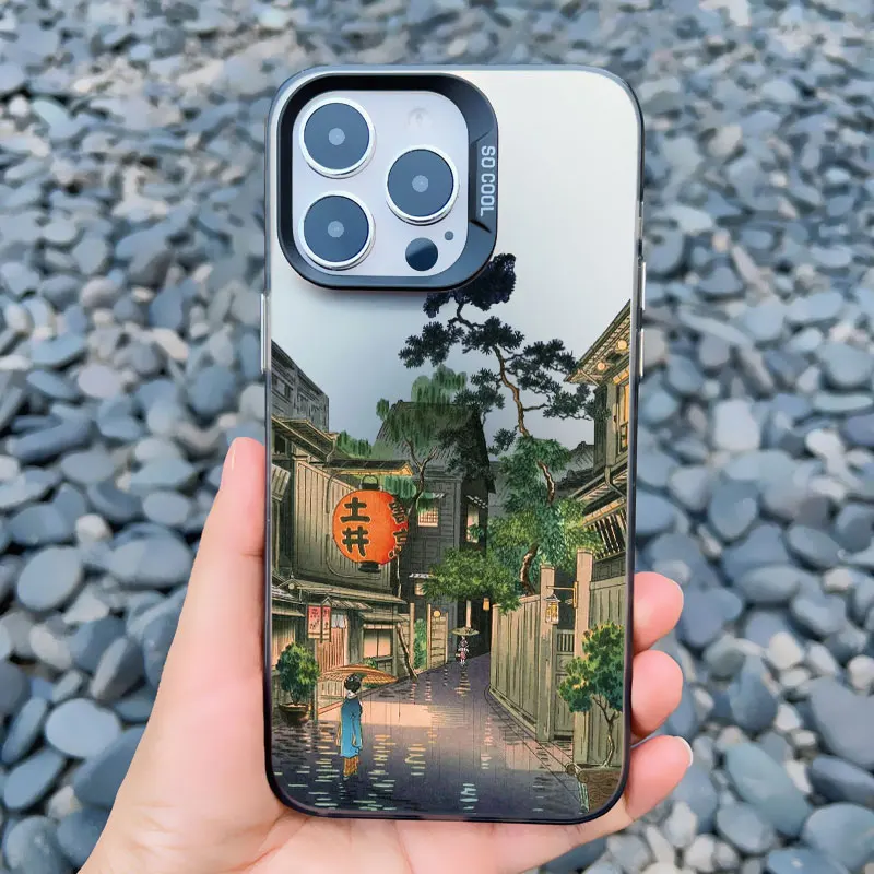 Landschaft Handy hülle für iPhone 15 14 plus 14 11 12 13 15 Pro Max Mini Japan Serie Ästhetik Landschaft Rückseite Laser Shell – Detail 6