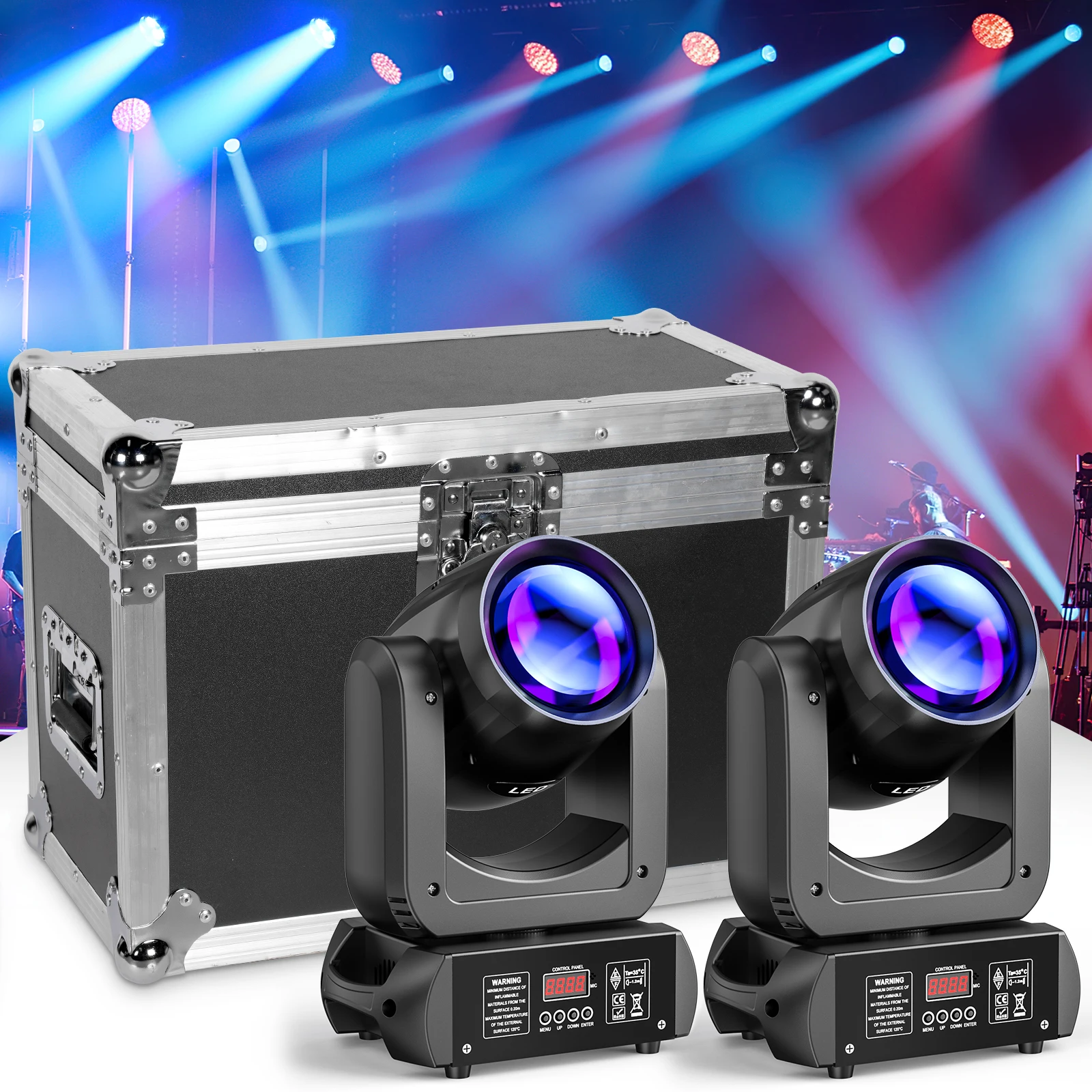 Fieryzeal Gator Cases for (2) LED Light 150W Beam Moving Head Light Stage Light Flight Cases for DJ Party Stage Equipment 3