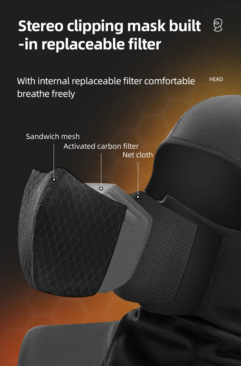 ROCKBROS Winter Warm halten Fahrrad Vollgesichtsmaske Winddicht Fleece Radfahren Kopfkappen Maske Sturmhaube Ski Motorrad Fahrrad Kopfbedeckung – Detail 7