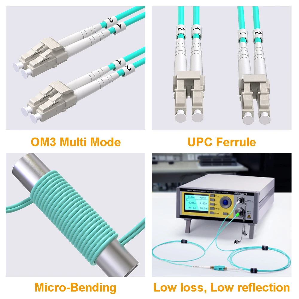 VANDESAIL OM3 LC to LC Armored Fiber Patch Cable , LC-LC Duplex MM Fiber Jumper 10/40GB for SFP