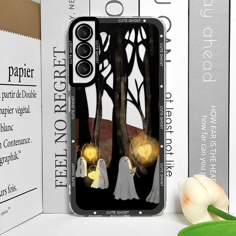 Cute Ghost Sunflower Art Shockproof Soft Clear Phone Case