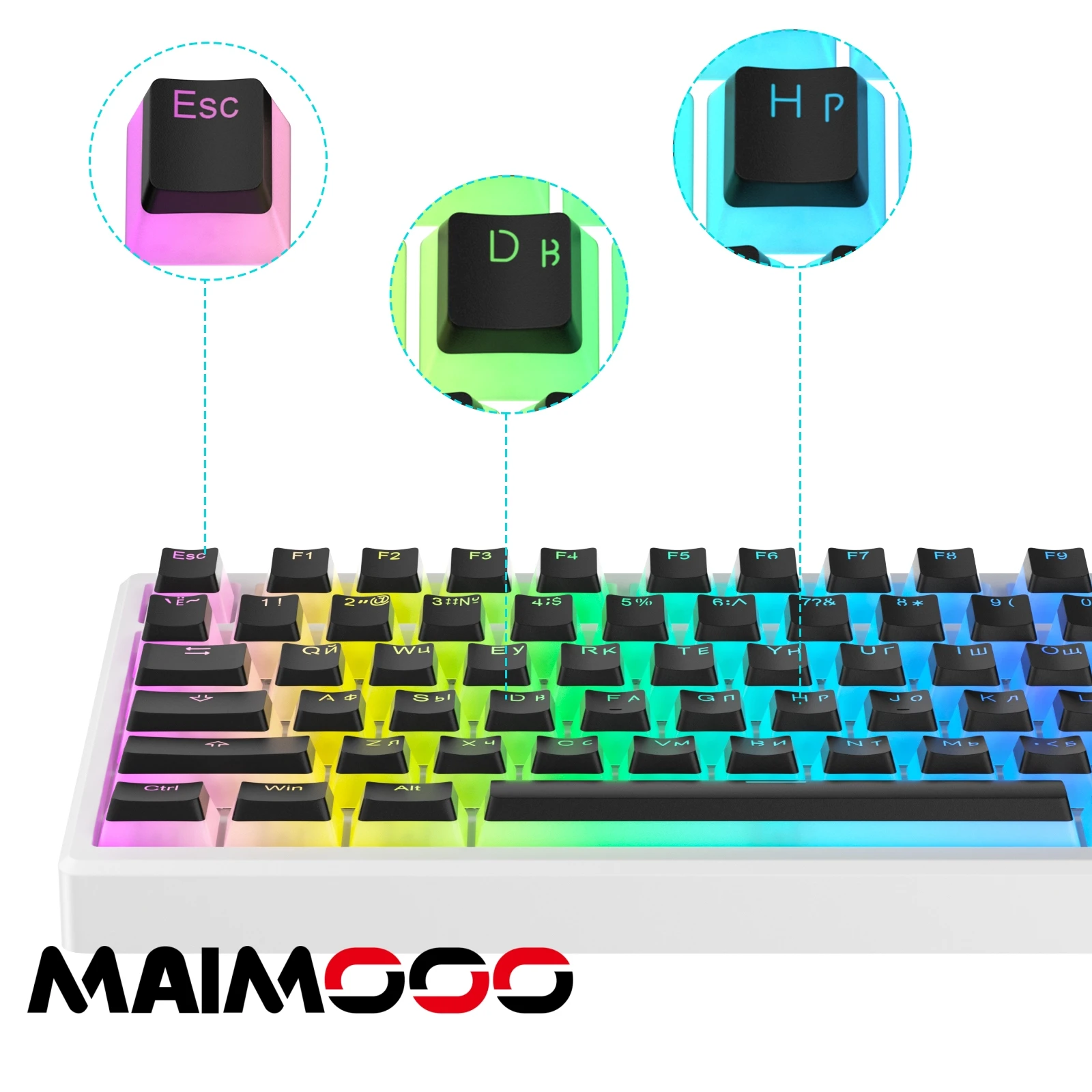 MAIMOOO-Tampas translúcidas do teclado, teclados mecânicos, Keycap