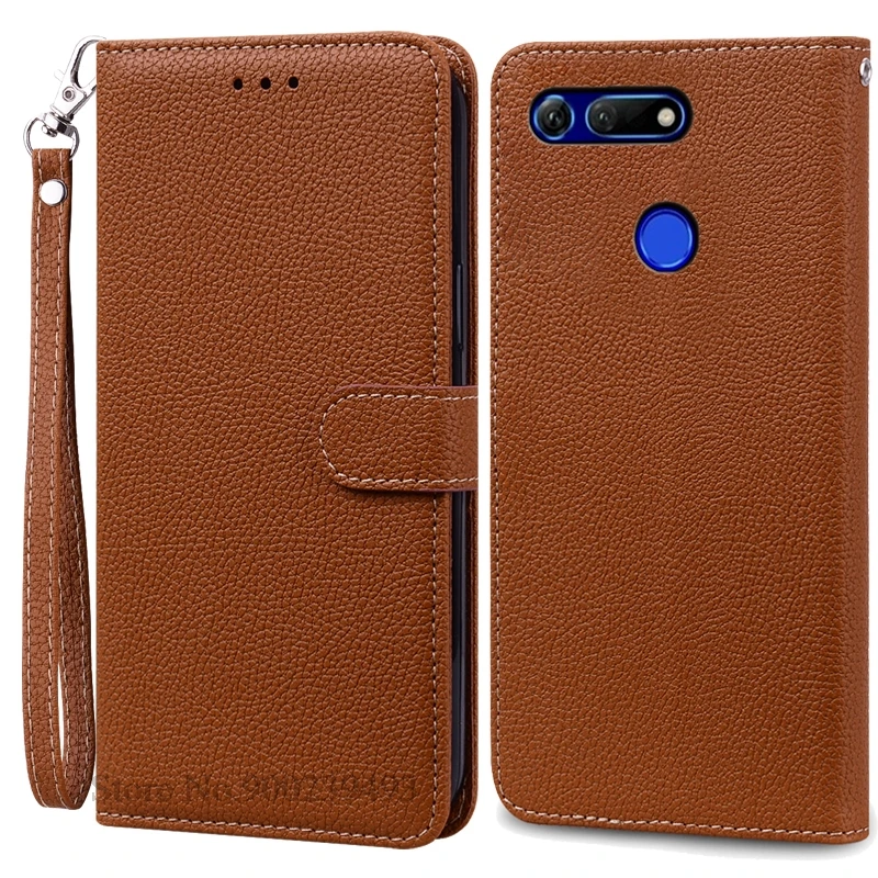 Custodia In Pelle Per Huawei Honor View 20 (Modelli PCT-LX9 / PCT-L29) – Con Porta Tessere E Supporto – Colore Marrone