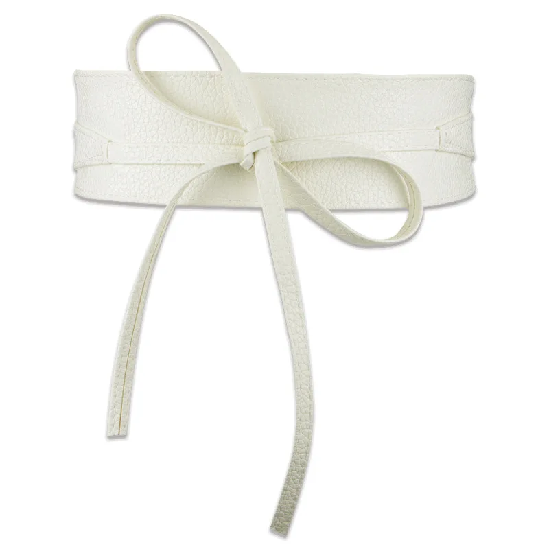 Boho Belt For Women Bowknot PU Leather Wrap Around Obi Style Cinch Waistband Cummerbund Gold Women Wide Corset Belt