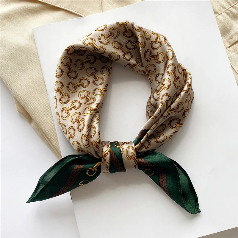 

100% Real Silk Luxury Brand Hair Scarf Women Print Small Neck Tie Hand Wrist Foulard Gilrs Headband Bandana Kerchief New