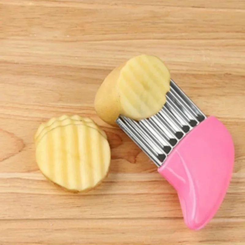 Manual Stainless Steel Potato Cutting Knife Portable Wave Knife Vegetable Potato Chip Slicer Kitchen Tool Home Supplies