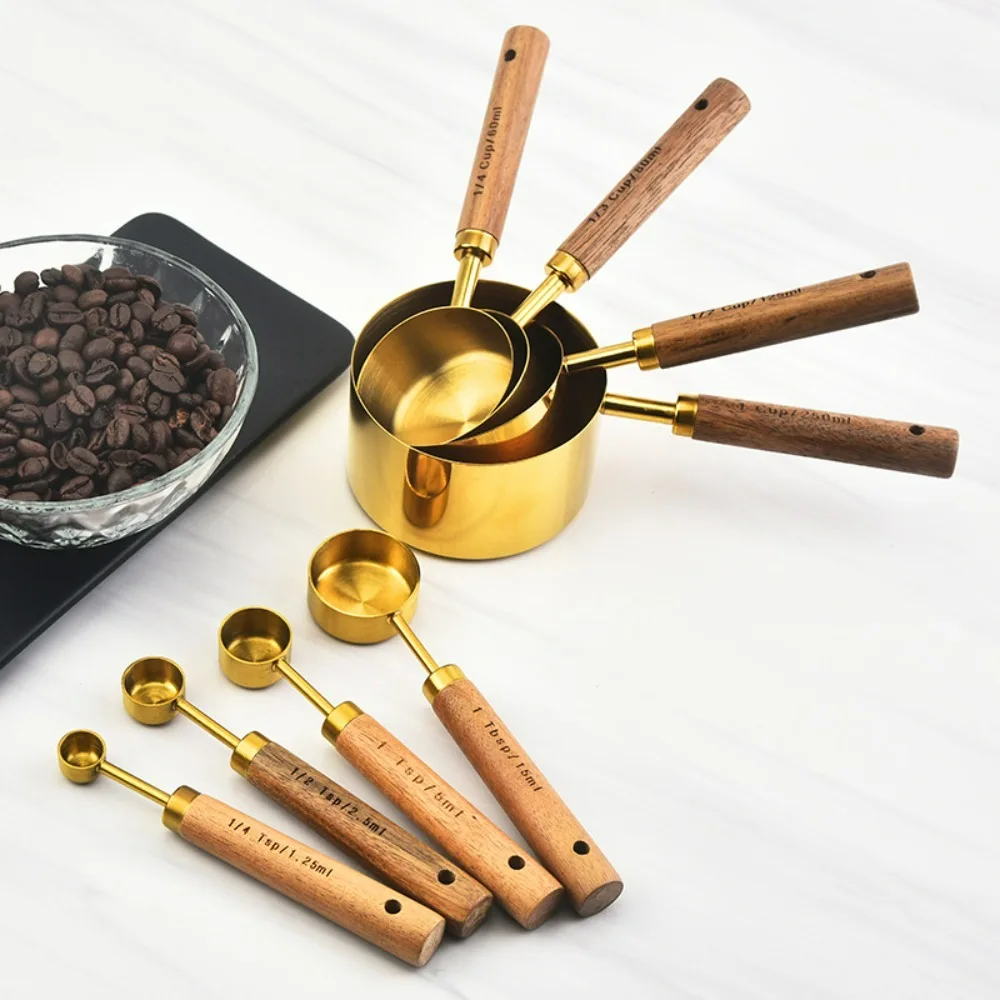 4 PACK Long Handle Measuring Spoons Stainless Steel Metal Spoon Set Stainless Steel Coffee Scoops Includes 1/4 Tsp, 1/2 Tsp, 1 Tsp, 1 Tbsp For