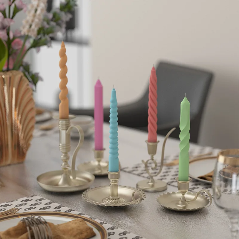 Multi Style Screw Long Stemmed Candle Strip Making Set Twist Rotate Resin Soap Silicone Mold Geometry Pole Birthday Party Decor