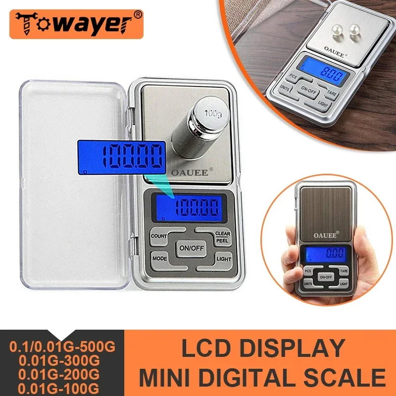 

Mini Digital Scale High Accuracy Jewelry Weight Pocket Scales 100/200/300/500g 0.01g/0.1g LCD Display Electronic Kitchen Scale