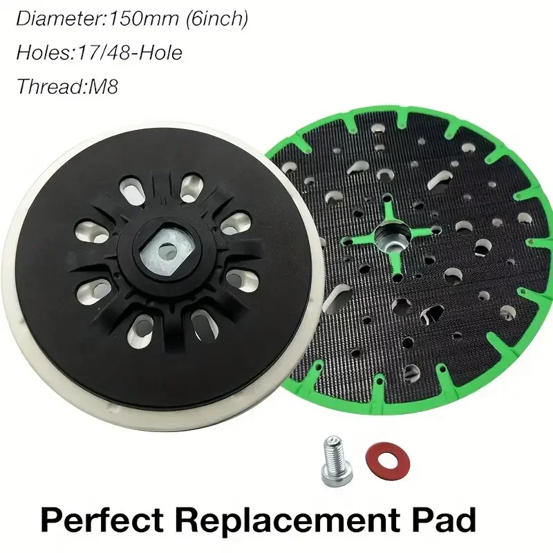 

1 Piece 6 Hook and Loop Sanding Disc Pad, Soft Polishing Pad for Polishers, Compatible with Sandpaper, Green Edge Accessories