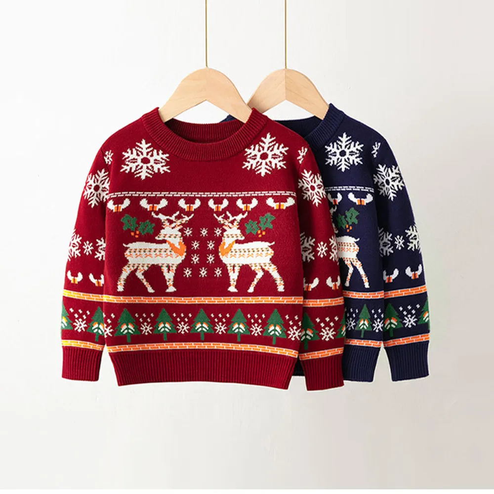 

new arrived winter Children sweater boy clothes kids baby Knitted coat wholesales 2-7year students X'MAS christmas 100-140