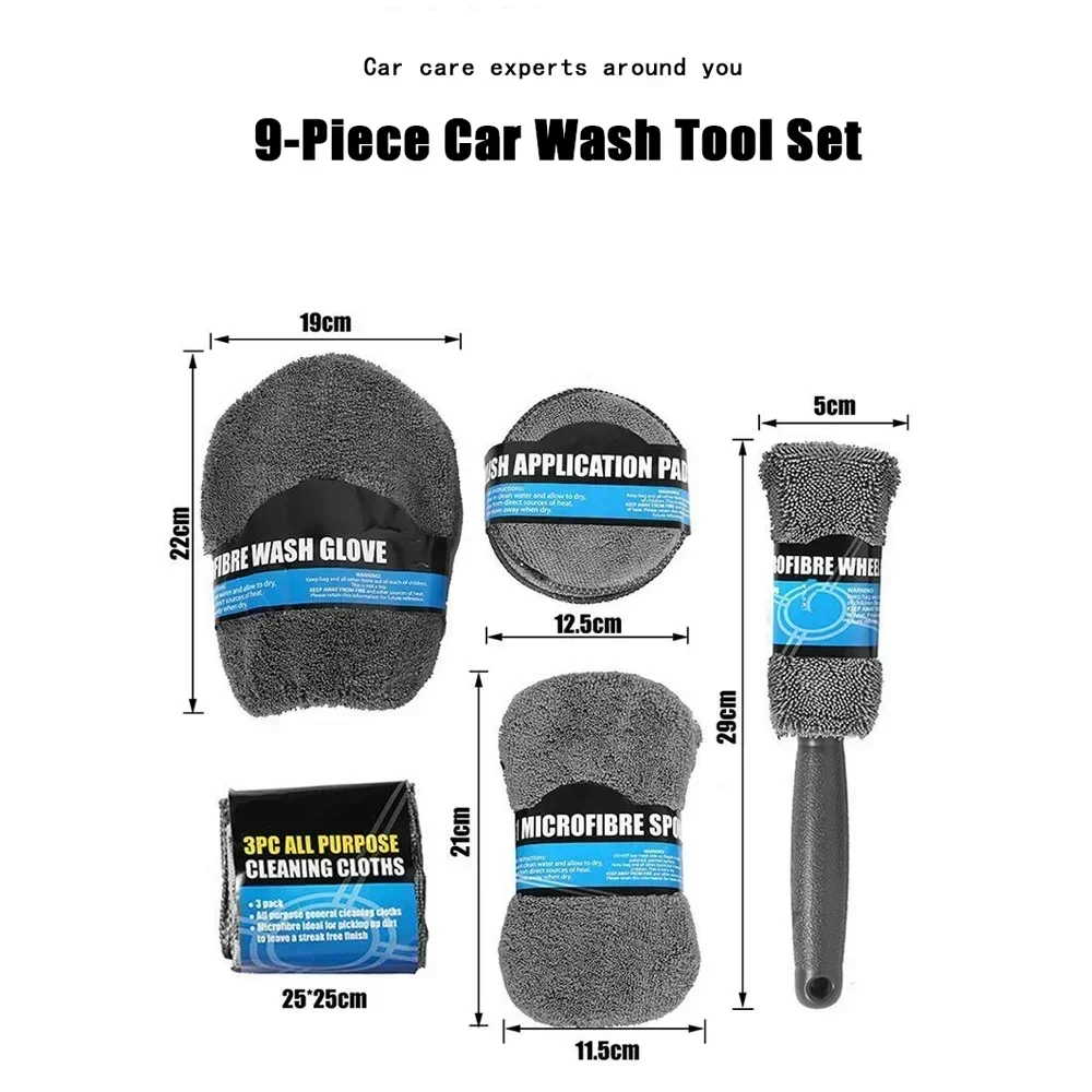 Ultra Fine Fiber Car Cleaning Kit With Gloves Towels And Sponges