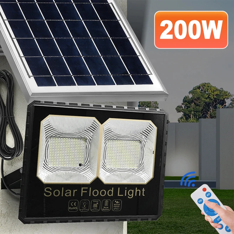 200w Solar Reflector Solar Spotlights LED Light 5M Cord Outdoor Garden Remote Control Waterproof Flood Light Led Wall Lamp solar flood lights outdoor Solar Lamps