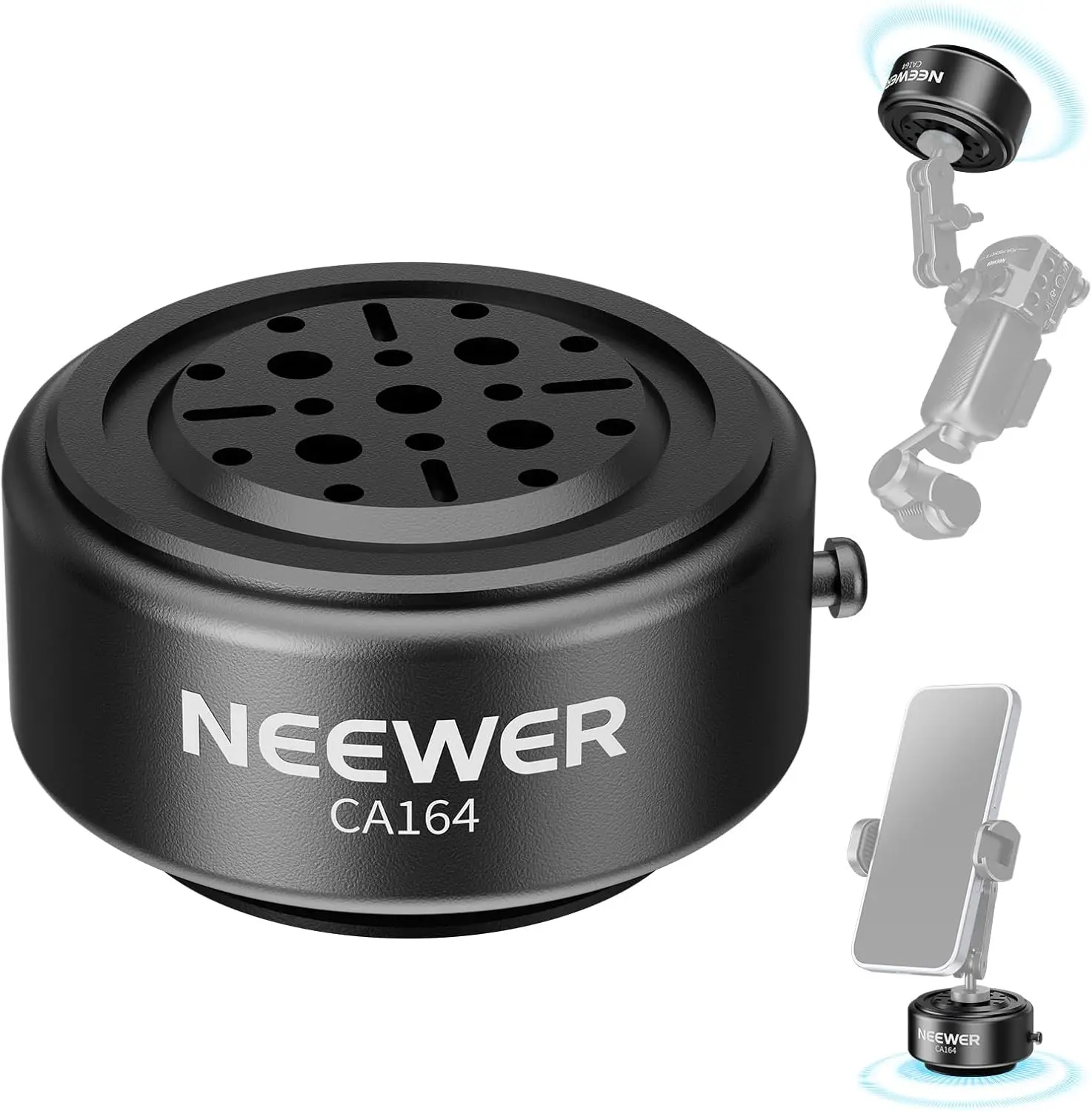 Electric Suction Cup Mount For iPhone GoPro DJI Insta360，with 1/4" Screw Holes f
