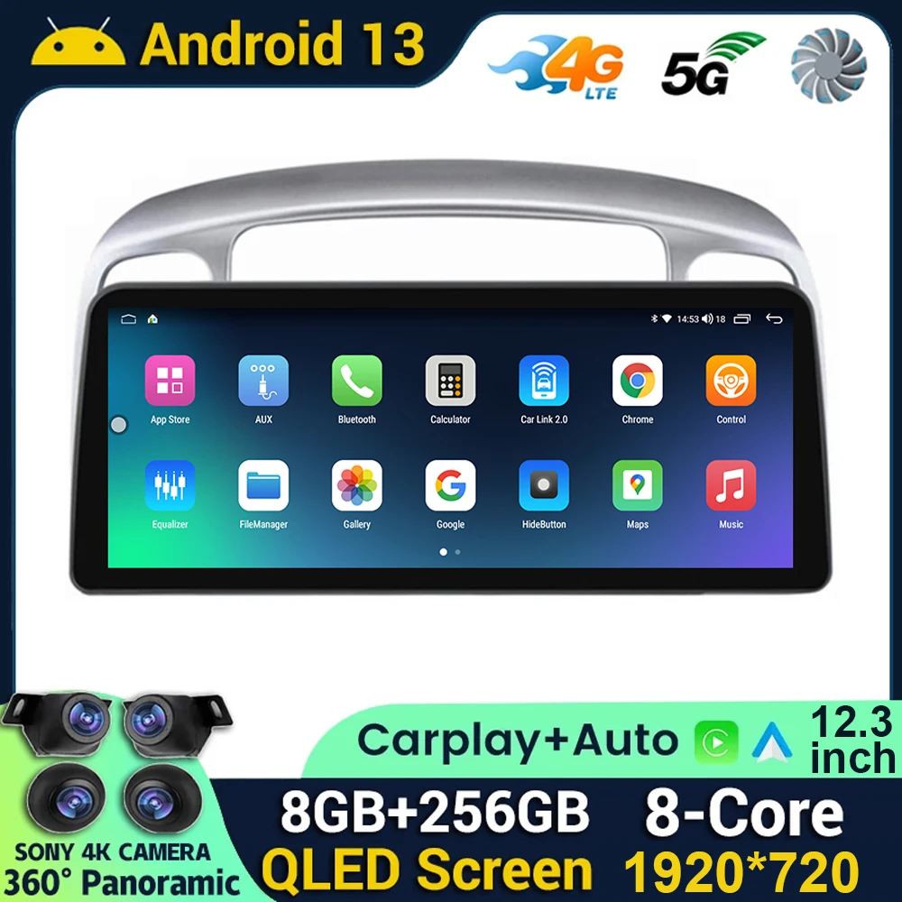 

12.3 inch Andriod 13 for Hyundai Accent 2006-2011 Multimedia Video Player Car Radio Navigation Wireless carplay auto GPS WIFI