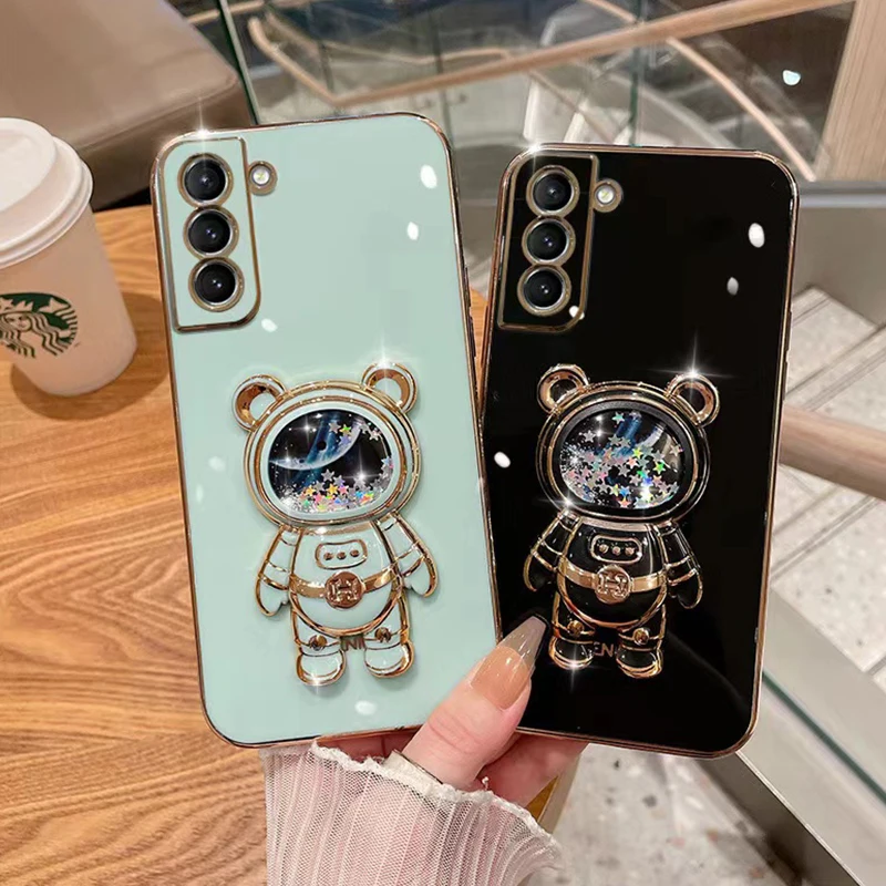 Custodia Per Telefono Con Placcatura A Staffa 3D Quicksand Space Bear Per Huawei Nova Y61 Nova 10 Se Nova Y90 Y70 Nova 9 9Z 7 8I 5T 8 Pro Se Cover