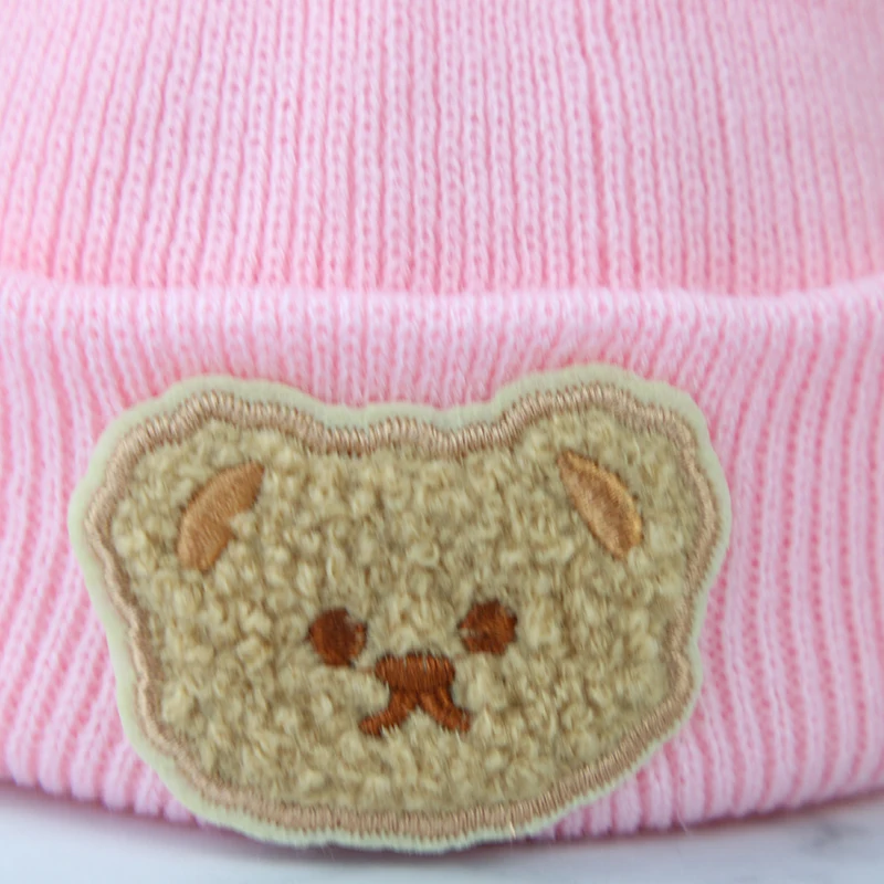 Korean Cartoon Bear Baby Hat Winter Warm Knitted Newborn Boys Girls Cap Beanies Soft Infant Toddler Hat Kids Caps Bonnet 4