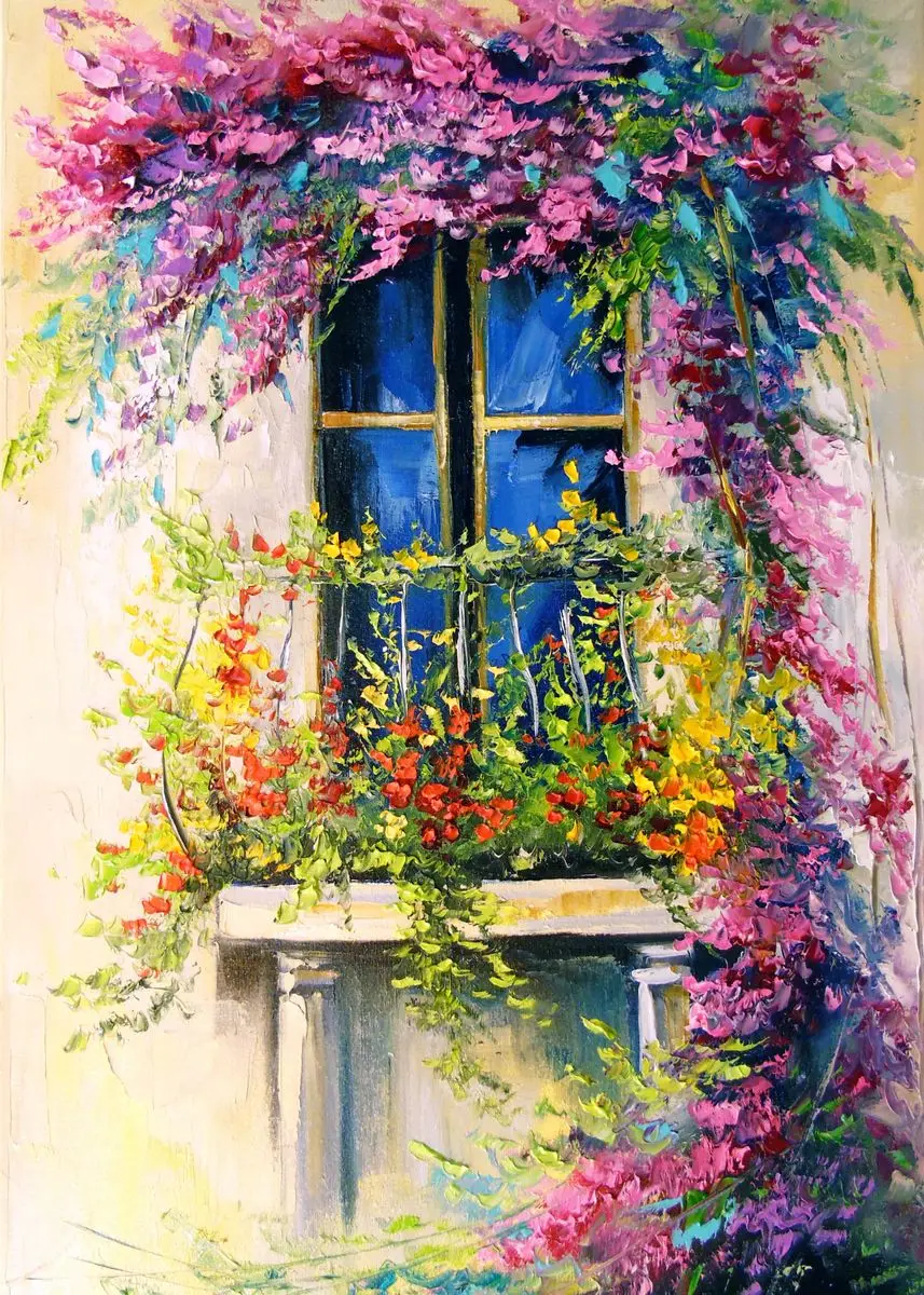 Vibrant Floral Landscape Canvas Art - High-Saturation Wall Décor Poster