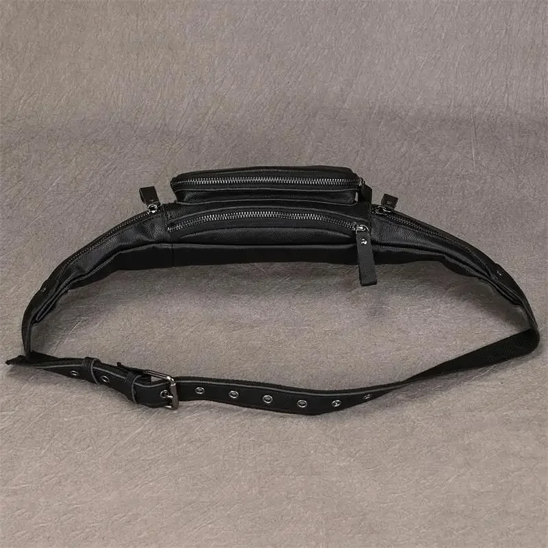 Genuine leather waist bag for men with sleek premium design and adjustable strap