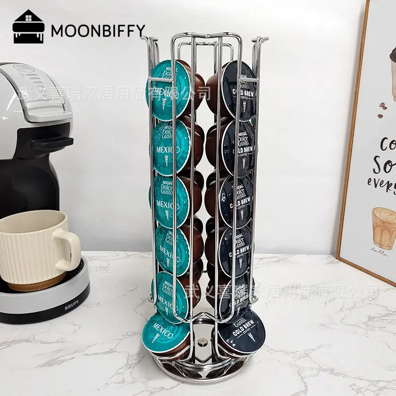 Metal Coffee Pods Holder Tower Chrome Plating Stand Coffee Tamper
