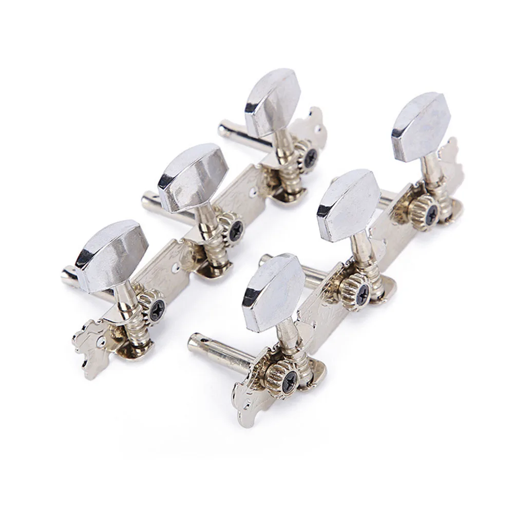 Chrome Guitar String Tuning Pegs - Set of 6 (3 Right, 3 Left) for Acoustic/Folk Guitars
