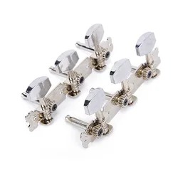 Chrome Guitar String Tuning Pegs - Set of 6 (3 Right, 3 Left) for Acoustic/Folk Guitars (A)