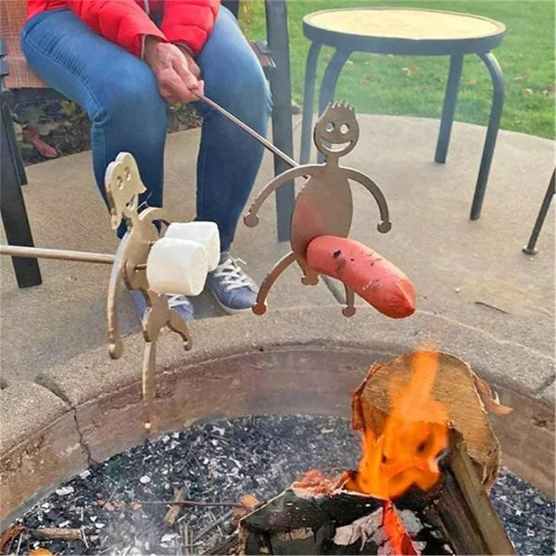 BBQ Creative Barbecue Fork for Hot Dog Stainless Steel Camp Fire Roasting Stick Metal Skewer barbecue skewers barbecue tools