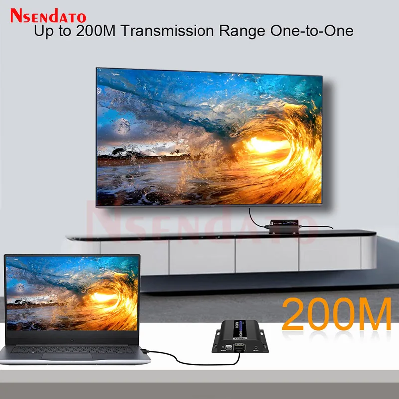 LKV683-5.0 4K@30Hz HDM Network Extender 120M over IP Cat5e/6 HDMI Video Audio Transmitter and Receiver Kit With IR for PC TV Box