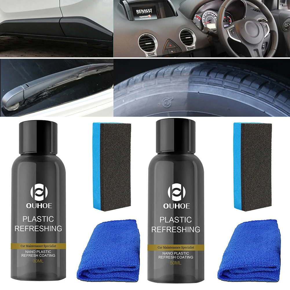 

Universal Plastic Renovator 30 50ML Coating For Car Plastic Rubber Repair Clean Restore Gloss Black Shine Seal Brighten Retread