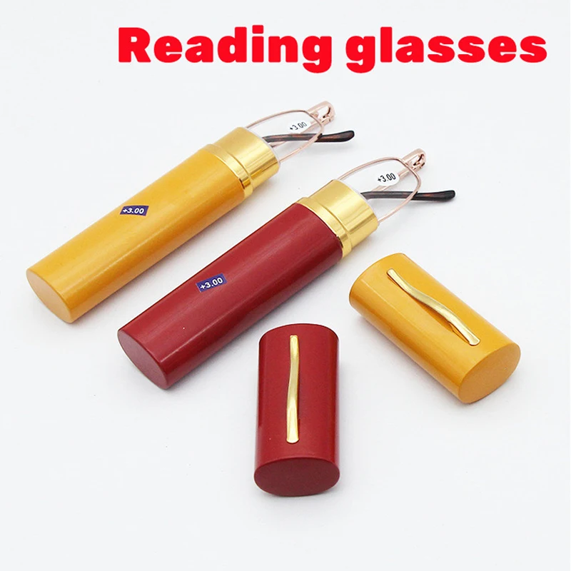 

Trendy Mini Portable Reading Glasses Pen Shape Tube Case Anti-radiation Far Sight Eyeglasses Classic Women Men Presbyopia Glass