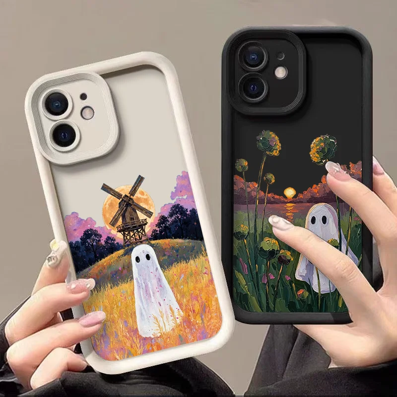 Abstract Cute Ghost Pattern Halloween Soft Phone Case Cover s