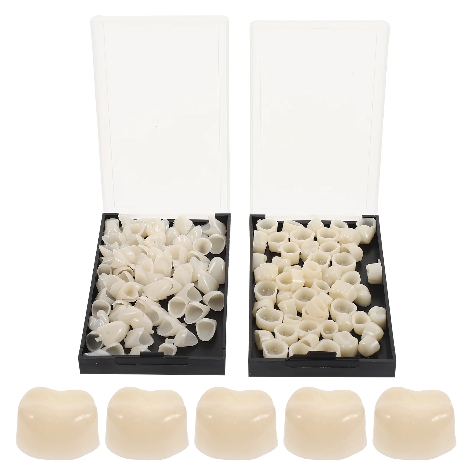 

2 Boxes Veneers Resin Stickers Fake Teeth Crowns Suite Patches Tooth Caps Broken Repair Materials Temporary Molars Kits