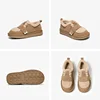 BEAUTODAY Furry Flats Women Cow Suede Round Toe Solid Color Hook & Loop Lace-Up 2023 Winter Ladies Warm Shoes Handmade 27843 6