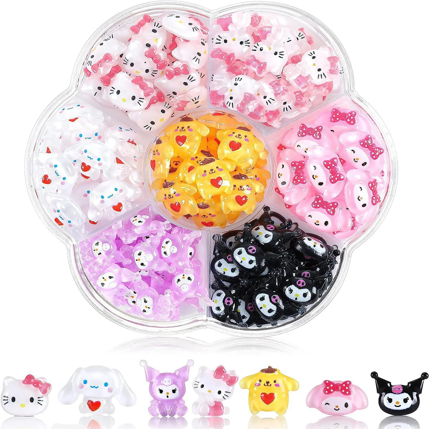 Nail Art Charms 70PCS/50PCS Sanrio Hello Kitty Kawaii Cartoon Kuromi Nail Art Charms Kit 3D Nail Rhinestone Gems for Manicure Nails Art Deco Y2K