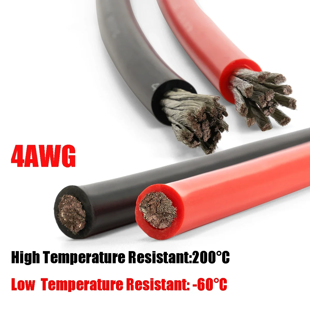 4awg Silicone Electrical Wire Flexible Heat Resistant Silicone Cable for Solar Panel Printer Inverter Car Automotive Electronics