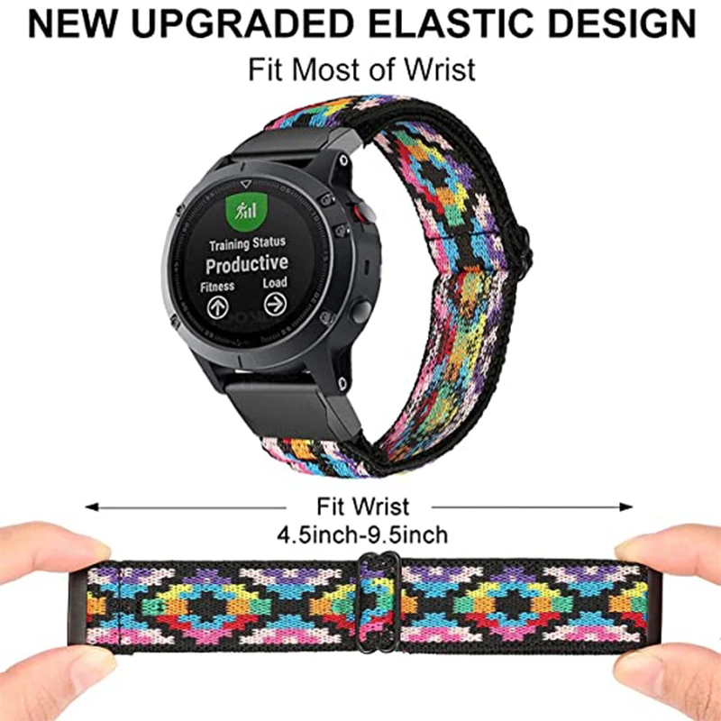 Essidi 22mm Elastic Woven Band For Garmin Fenix 5 Plus 6 Pro 7 Approach S60 62 Nylon Watch Bracelet Strap For Forerunner 935 945