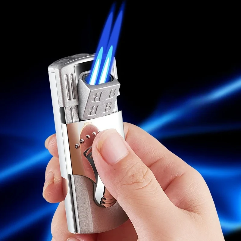 

New Windproof Double Direct Flush Turbo Lighter Hidden Ignition Port High Temperature Resistant Flame Nozzle Inflatable Lighter