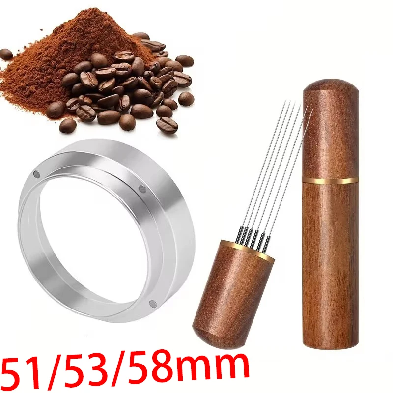 Deluxe Wood Handle Espresso Distributor & Stirrer Tool Set