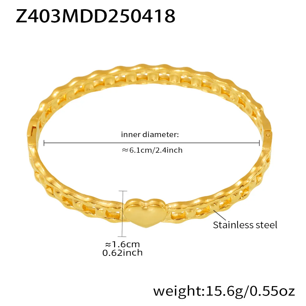 Riesenrad Herz Textur Armband Damen Edelstahl vergoldet wasserdicht Armreif weiblichen Charme Schmuck Geschenk – Detail 5