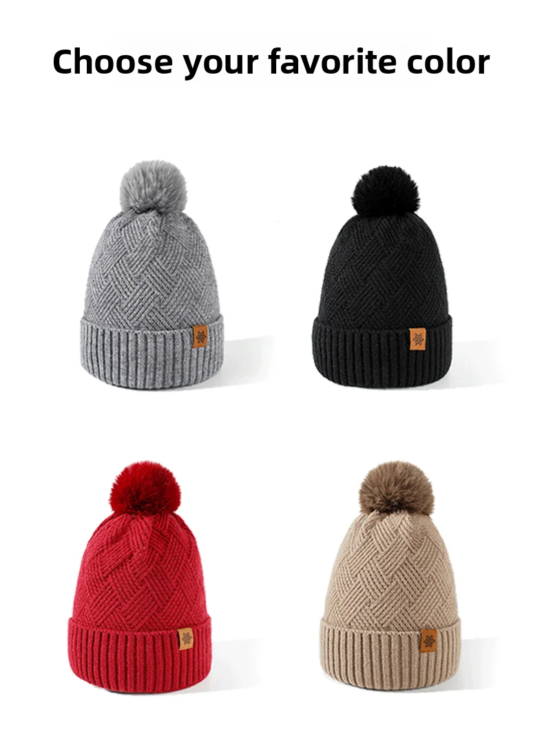 Herren/Damen Outdoor Warme Fleece-gefütterte Strickmützen Winter Kältebeständige doppellagige Strumpfmütze Einteiliges/dreiteiliges Set Skullies – Detail 11