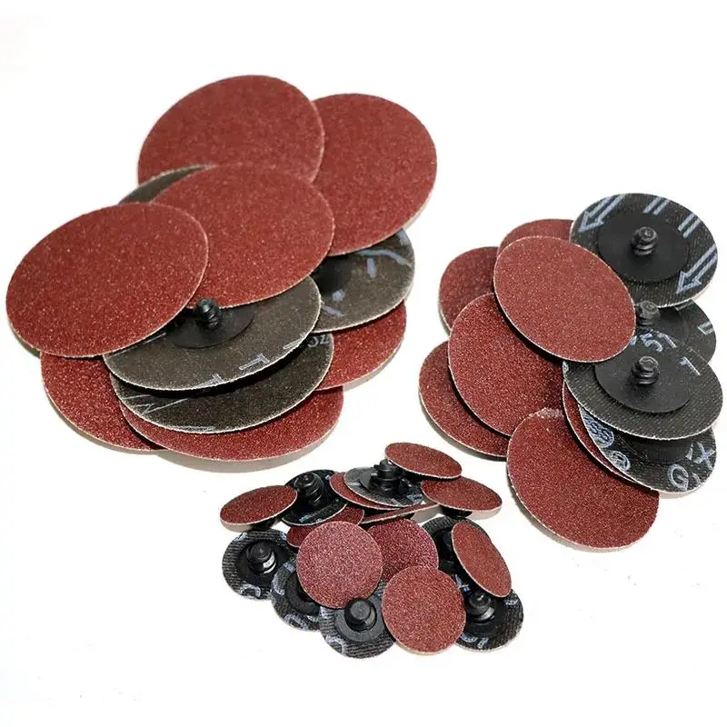 

50Pcs/60pcs 2 inch 1" 3" Sanding Disc Roll Lock R-Type Sandpaper Abrasive Disc 75mm 50mm 24/36/40/80/120/240/320 Grit