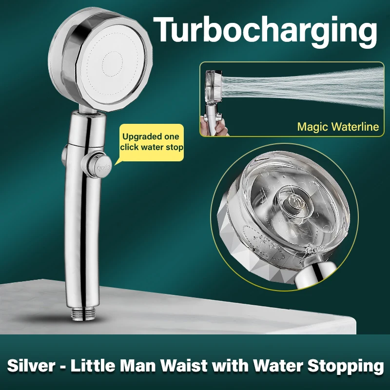 1PC Turbocharged Shower Head Handheld High Pressure Shower Head Enhanced Water Leakage and Anti Drop Household Shower Head 5